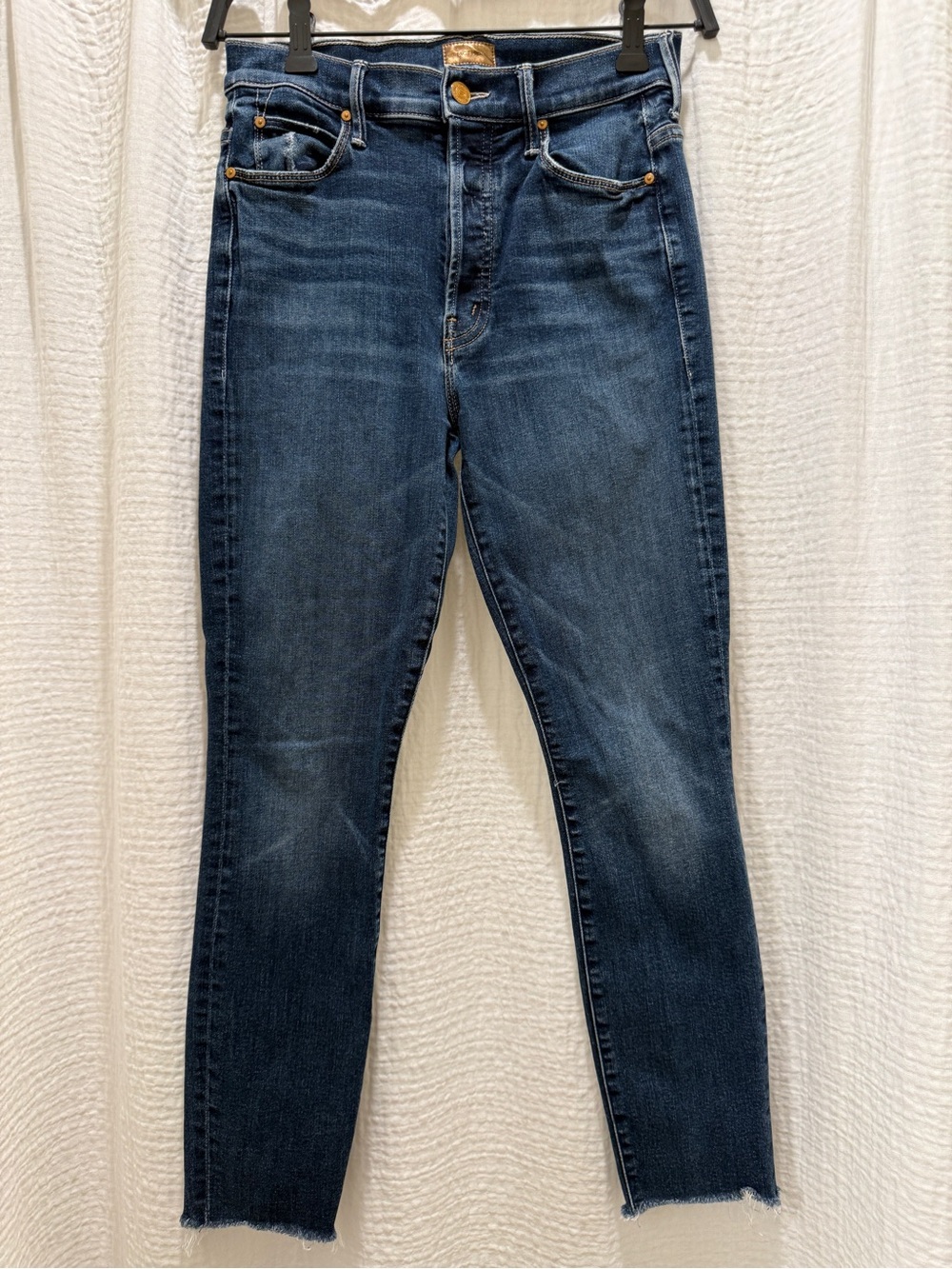 MOTHER The Stunner Ankle Fray Skinny Jeans in Teaming Up Wash